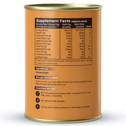 Cocoa Powder 100g | Unsweetened & Alkalized | No Added Sugar | Rich Cocoa Flavor