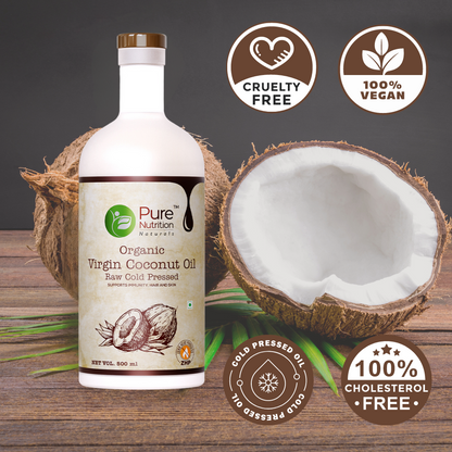 Organic Virgin Coconut Oil | Raw Cold Pressed | 100% Edible | Supports Immunity, Healthy Hair & Skin | 500ml