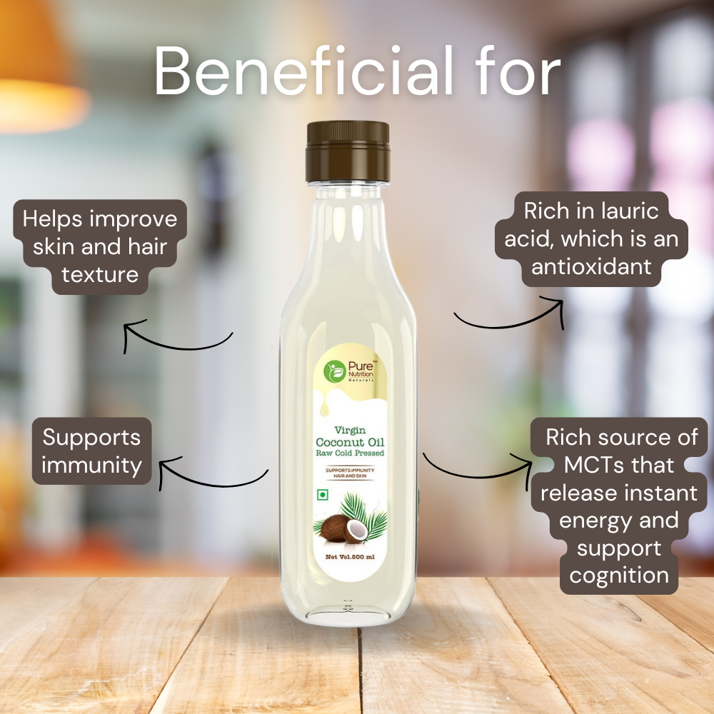Virgin Coconut Oil 500ml | Cold Pressed, 100% Pure & Unrefined | Good for Hair, Skin & Cooking