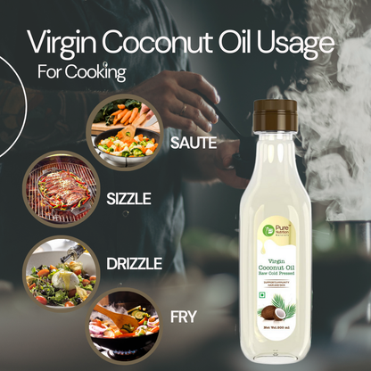 Virgin Coconut Oil 500ml | Cold Pressed, 100% Pure & Unrefined | Good for Hair, Skin & Cooking