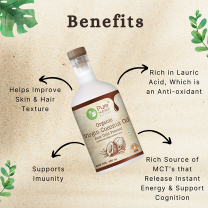 Organic Virgin Coconut Oil – Cold-Pressed, Pure & Unrefined, Nutrient-Rich 750ml