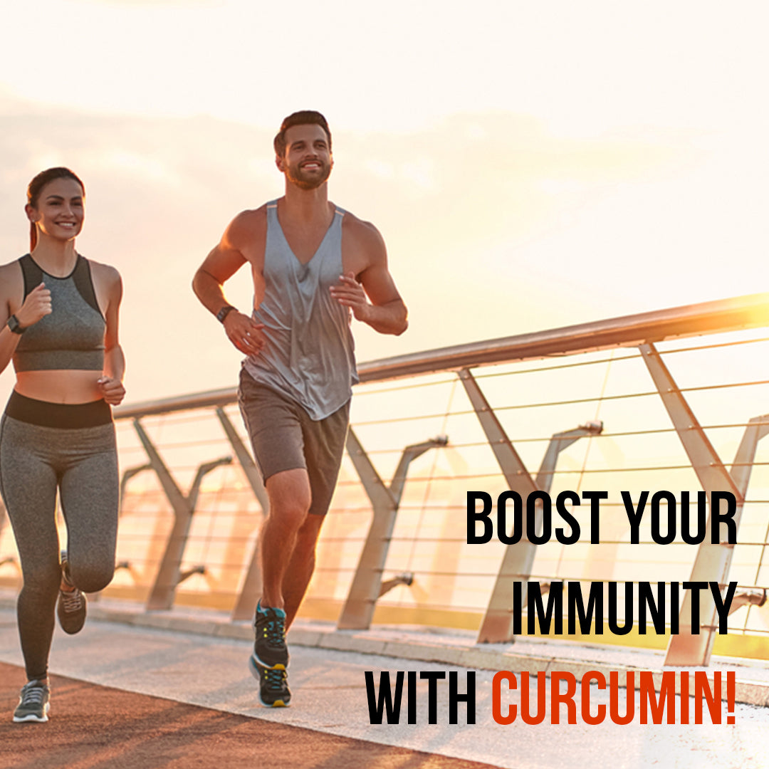 Active adults jogging outdoors, representing the immunity and wellness benefits of curcumin turmeric extract supplements.