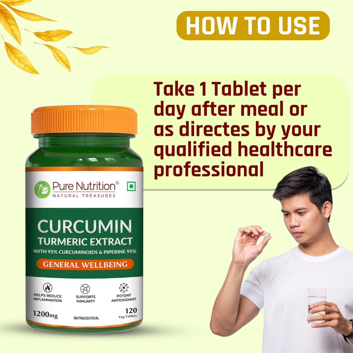 Curcumin Turmeric Extract with 95% Curcuminoids and 95% Piperine - Vegetarian Tablets | Supports Inflammation Reduction and Joint Health