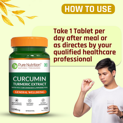 Curcumin Turmeric Extract with 95% Curcuminoids and 95% Piperine - Vegetarian Tablets | Supports Inflammation Reduction and Joint Health