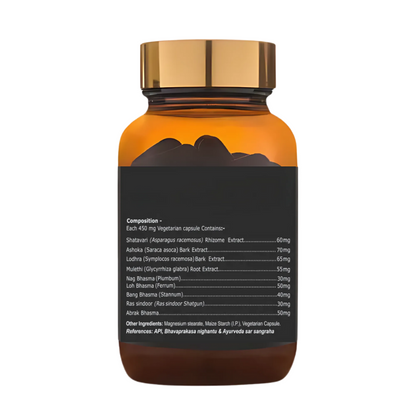 Back label of Femenizin herbal capsules showing ingredient composition and product information.