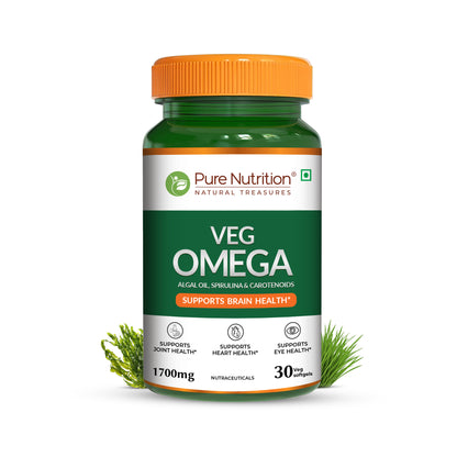 Veg Omega Supplement with Spirulina & Carotenoids 1700mg - 30 Capsules