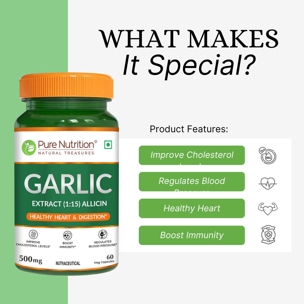 Garlic Extract Capsules – 60 Count
