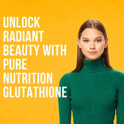 Lifestyle image promoting radiant beauty and healthy skin with Pure Nutrition Glutathione effervescent tablets.
