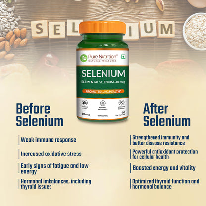 Selenium Supplement - 60 Veg Capsules | Supports Immune Function & Antioxidant Protection