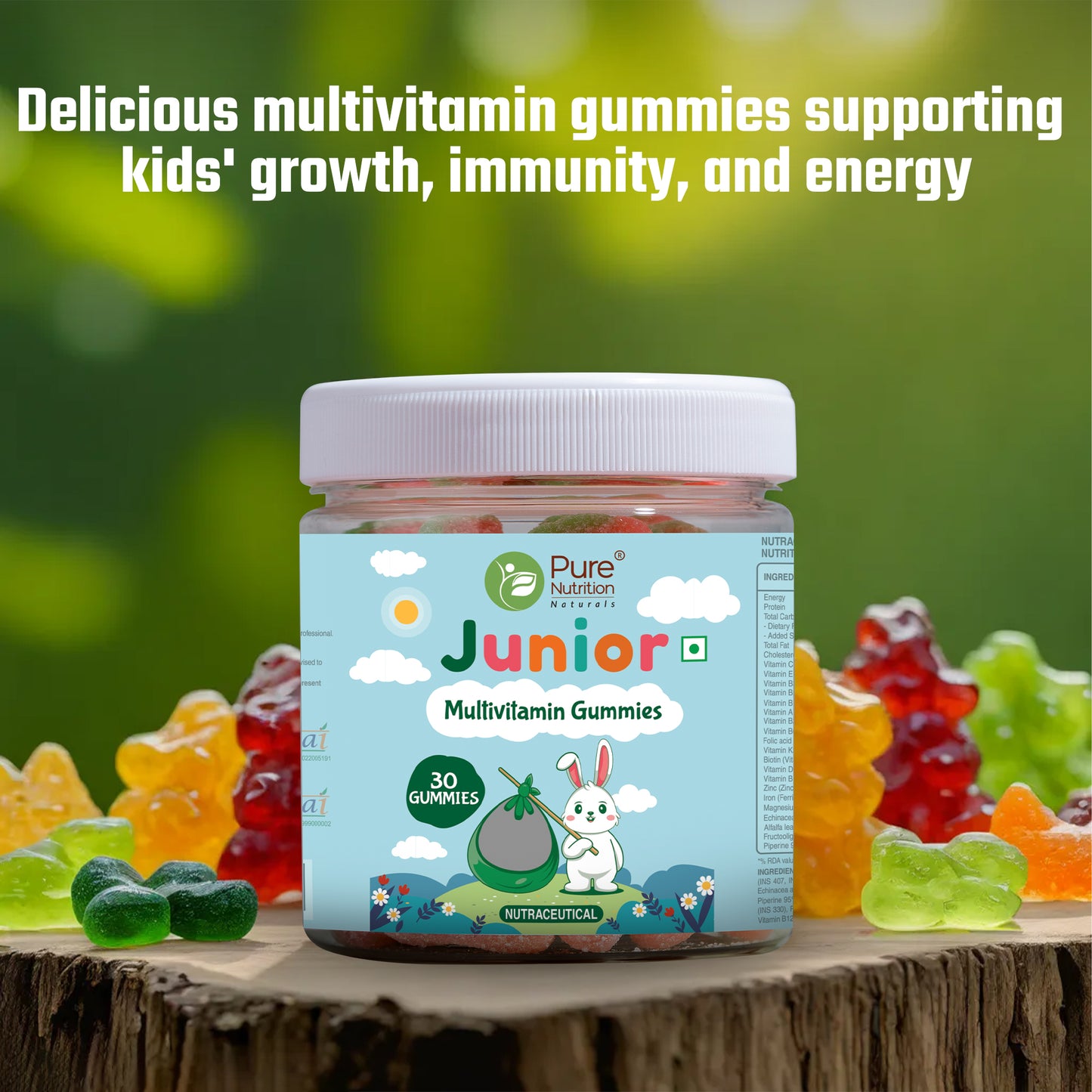 Multivitamin Kids Gummies - 30 Vegetarian Gummies | Supports Healthy Growth and Development