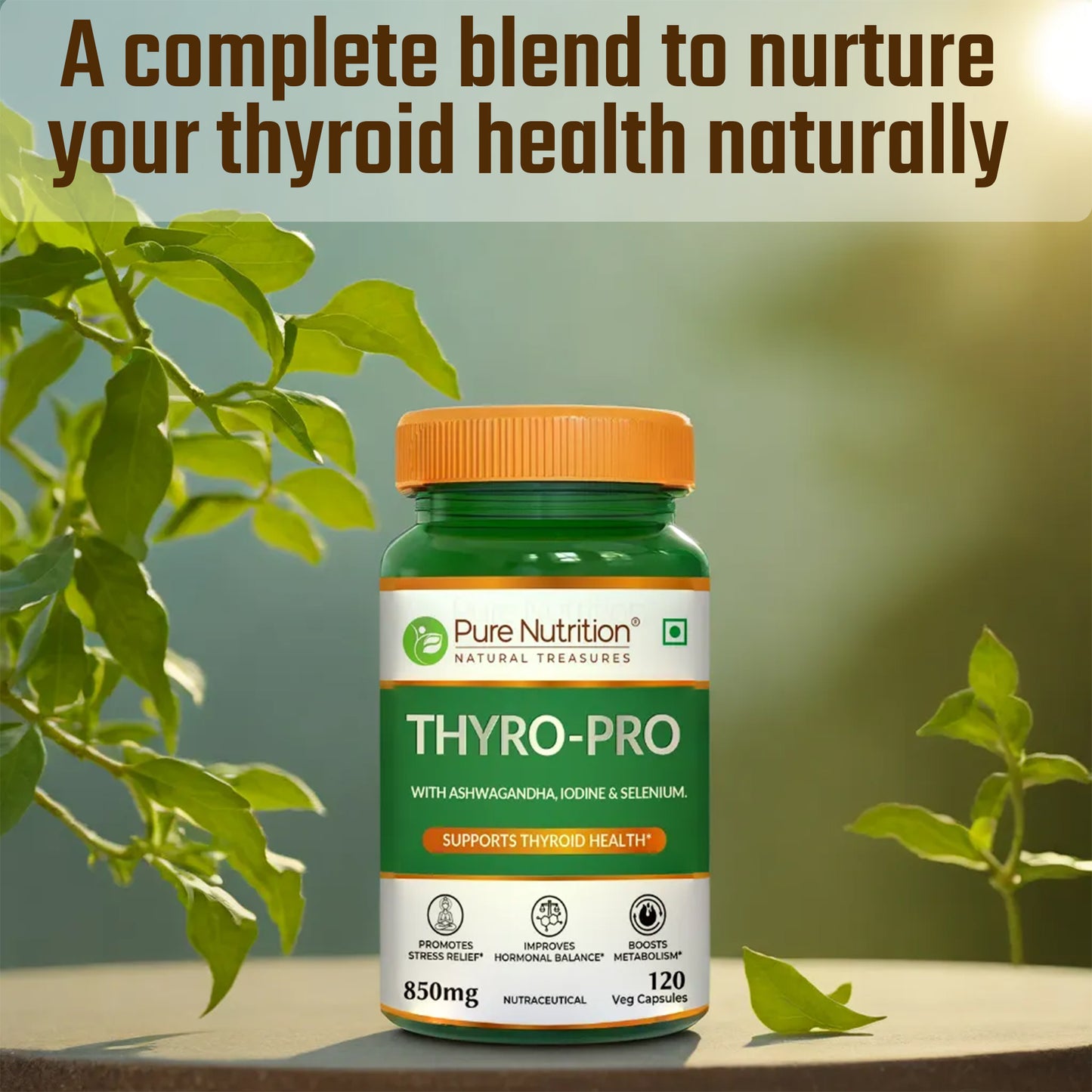 Thyro Pro Thyroid - 120 Veg Capsules | Ashwagandha, Iodine & Selenium | Supports Thyroid Function & Metabolic Health