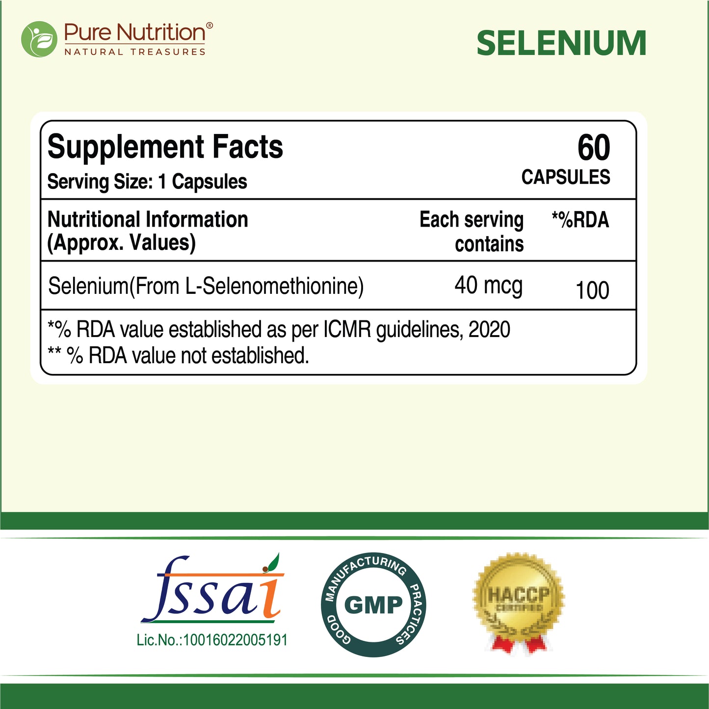 Selenium Supplement - 60 Veg Capsules | Supports Immune Function & Antioxidant Protection