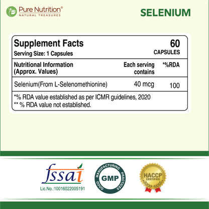 Selenium Supplement - 60 Veg Capsules | Supports Immune Function & Antioxidant Protection