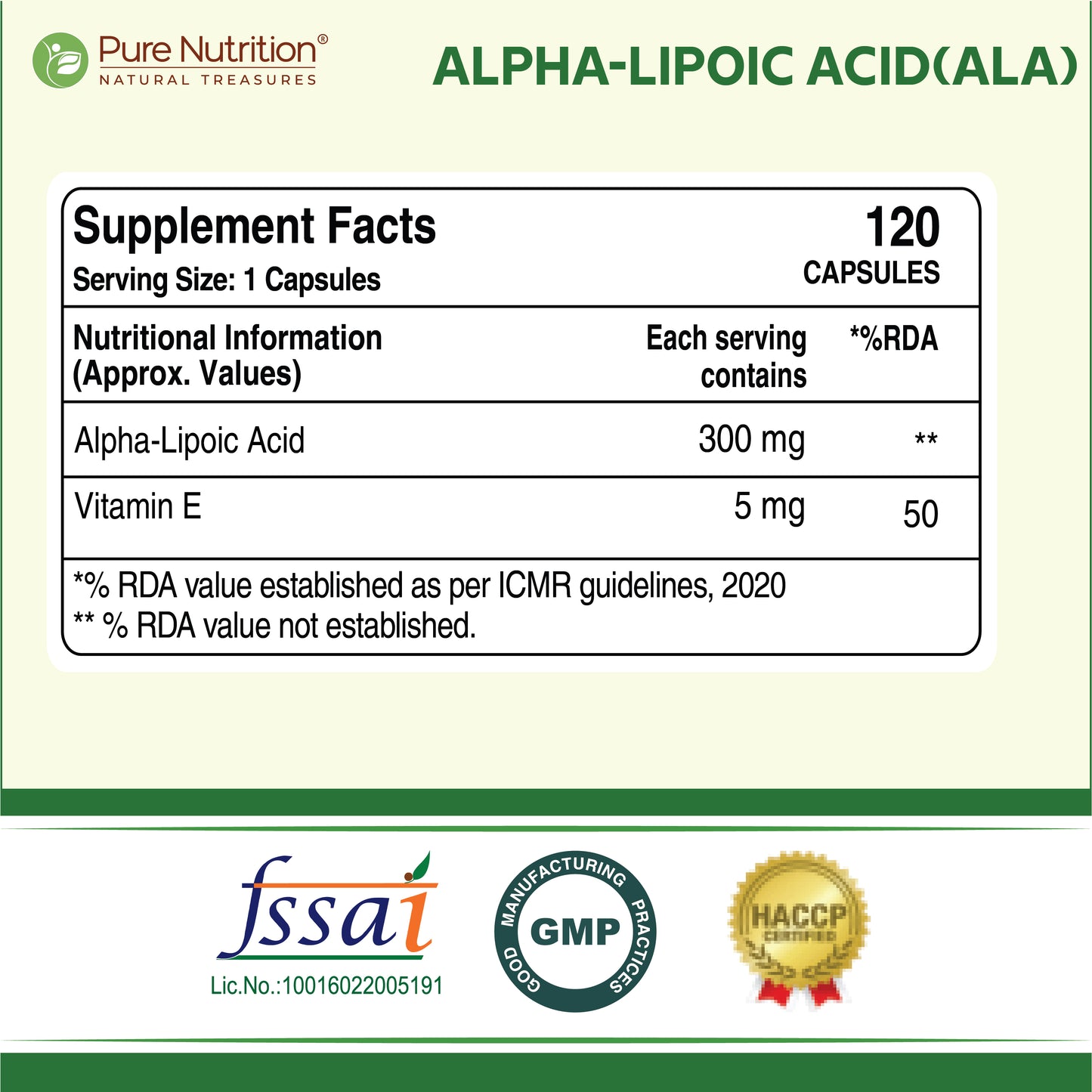 Alpha Lipoic Acid Capsules 305 mg | Supports Antioxidant