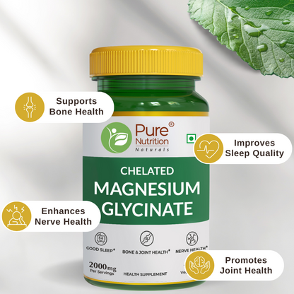 Chelated Magnesium  glycinate 120 Tabs Pn 2.0 - Supports Muscle Relaxation & Reduces Fatigue