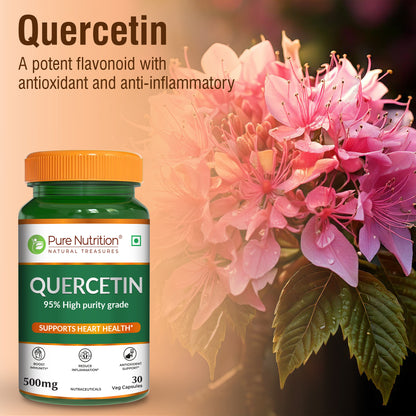 Quercetin 500mg 30 Veg Capsules | High Purity grade | Supports heart health Antioxidant & Immunity.