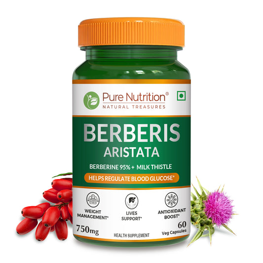 Berberis Aristata (60 Veg Capsules) with Berberine 95% + Milk Thistle - Liver Support, Antioxidant Boost, and Weight Management Supplement