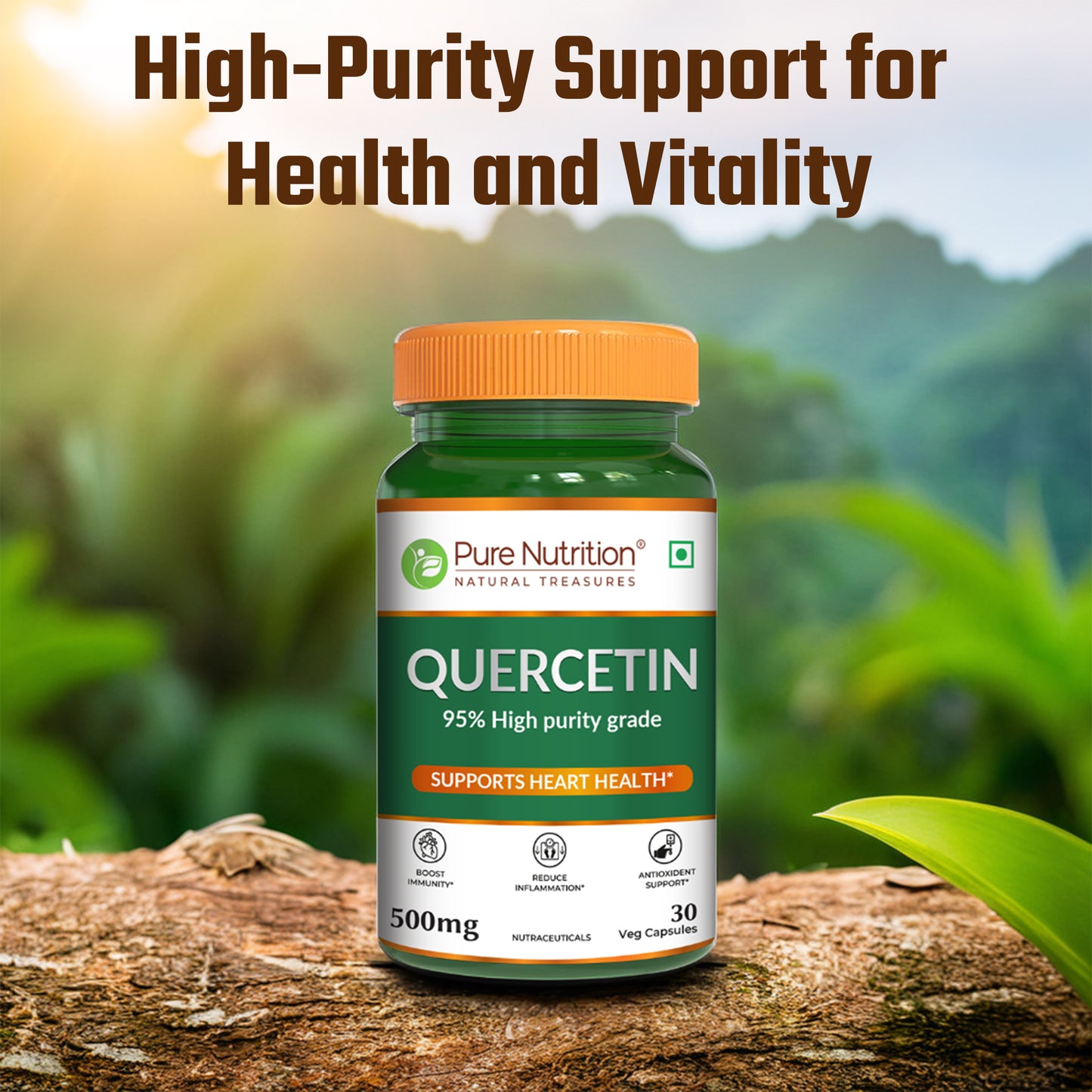 Quercetin 500mg 30 Veg Capsules | High Purity grade | Supports heart health Antioxidant & Immunity.