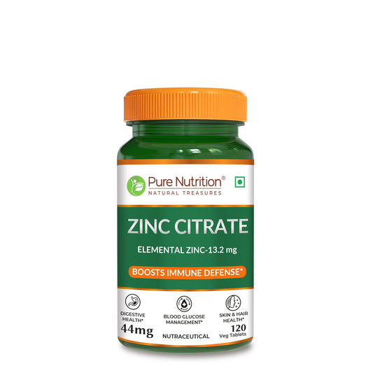 Zinc Citrate 120 Veg Tablets | Supports Blood Sugar Levels, Immunity Boost, Muscle & Bone Health | High Absorption Zinc Supplement for Men & Women | Daily Essential Zinc for Energy & Metabolism