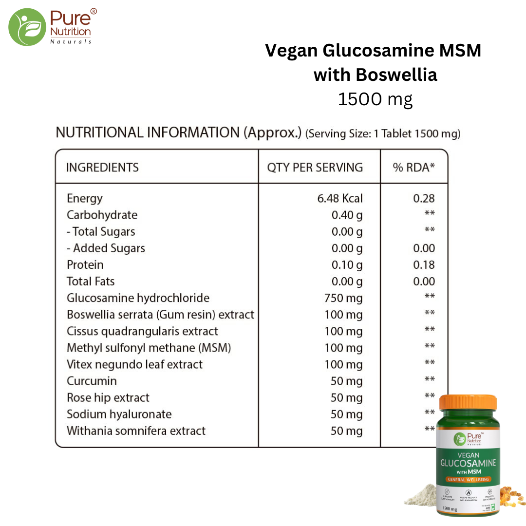 Joint Health Combo: Vegan Glucosamine MSM, Calcium Magnesium Zinc with D3 & K2, DHA Omega 3 |60x2+30 caps