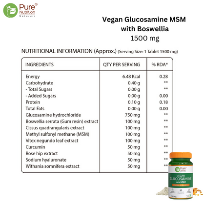 Joint Health Combo: Vegan Glucosamine MSM, Calcium Magnesium Zinc with D3 & K2, DHA Omega 3 |60x2+30 caps