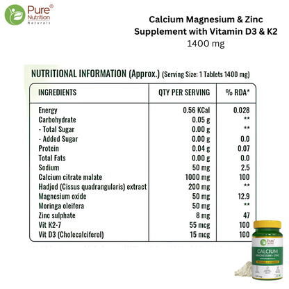 Joint Health Combo: Vegan Glucosamine MSM, Calcium Magnesium Zinc with D3 & K2, DHA Omega 3 |60x2+30 caps