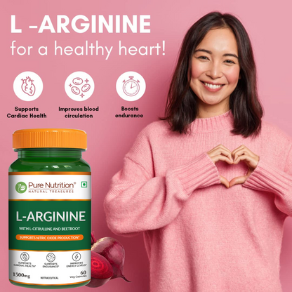 L-Arginine Supplement 1500mg - 60 Capsules