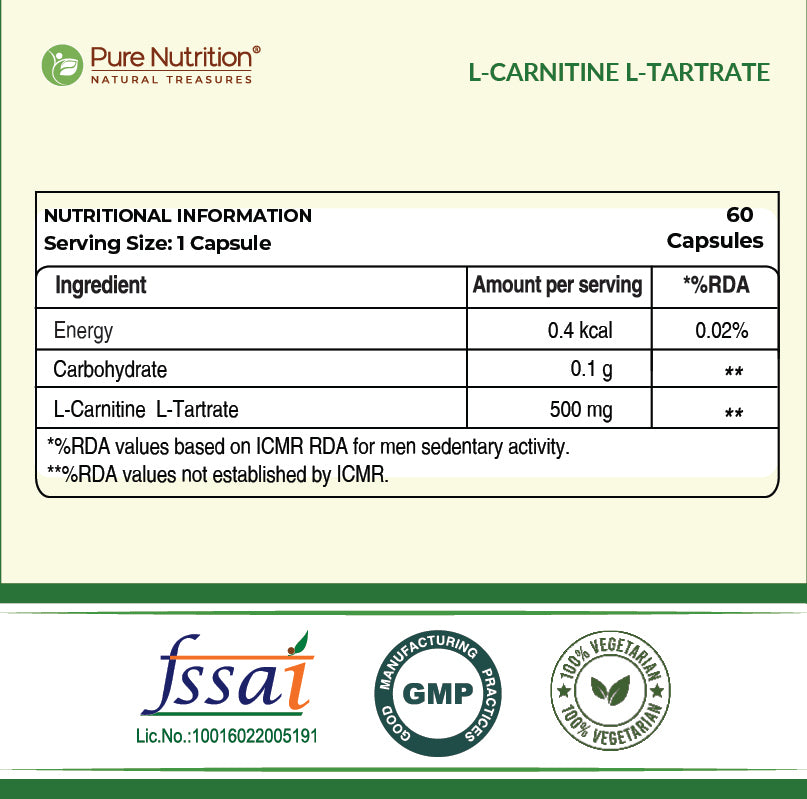 L-Carnitine L-Tartrate 500mg Veg Capsules