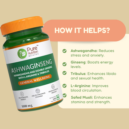 Ashwaginseng - Ashwagandha & Double Ginseng with L-Arginine & Tribulus - 60 Tabs