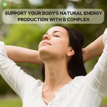 B Complex with Essential Vitamins B1, B2, B3, B5, B6, B7, B9, B12 - 60 Tablets  | Supports Energy, Metabolism, and Overall Wellness