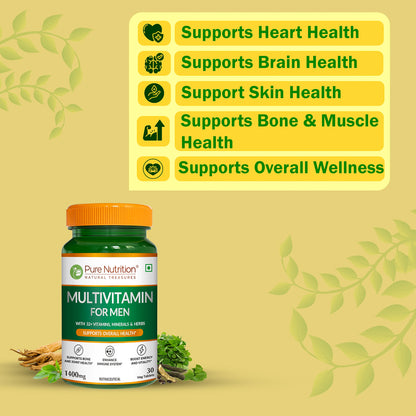 Multivitamin for Men | 32+ Vitamins, Minerals & Herbal Extracts | Daily Nutritional Support