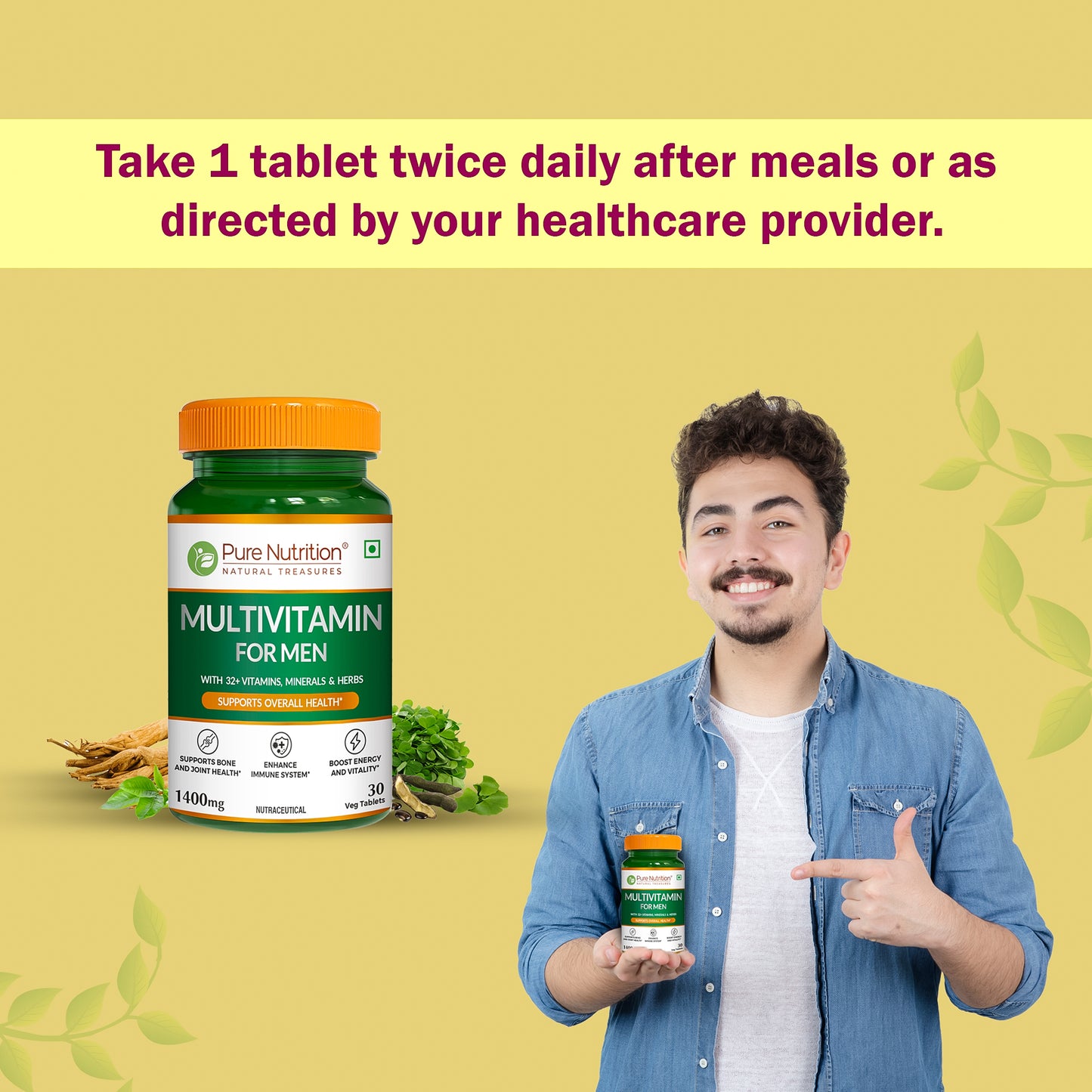 Multivitamin for Men | 32+ Vitamins, Minerals & Herbal Extracts | Daily Nutritional Support