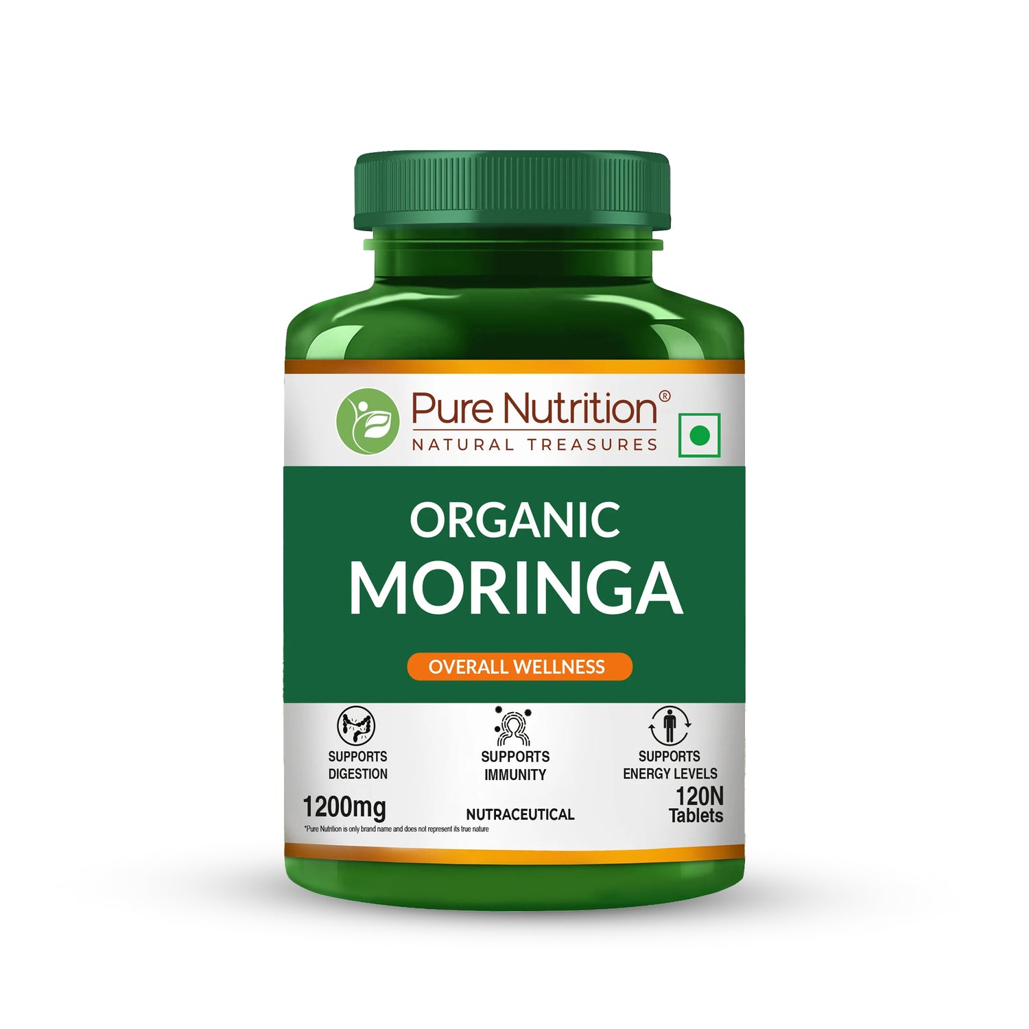 Organic Moringa 1200mg | Organic Moringa Leaf Powder Tablets | Plant-Based Daily Wellness Support