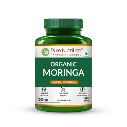 Organic Moringa 1200mg | Organic Moringa Leaf Powder Tablets | Plant-Based Daily Wellness Support