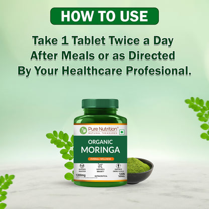 Organic Moringa Tablets 1200mg | Supports Immunity, Digestion & Energy