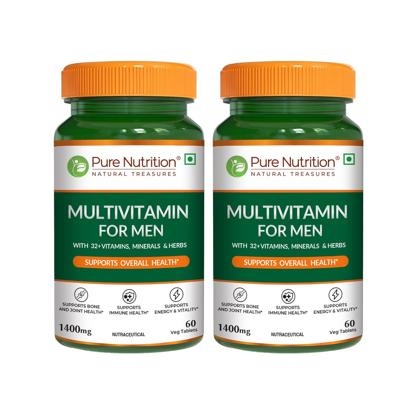 Multivitamin for Men - 60 Vegetarian Tablets | Daily Wellness with 32+ Vitamins, Minerals, and Herbal Extracts