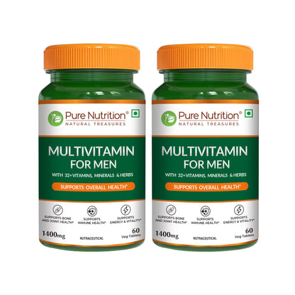 Multivitamin for Men - 60 Vegetarian Tablets | Daily Wellness with 32+ Vitamins, Minerals, and Herbal Extracts
