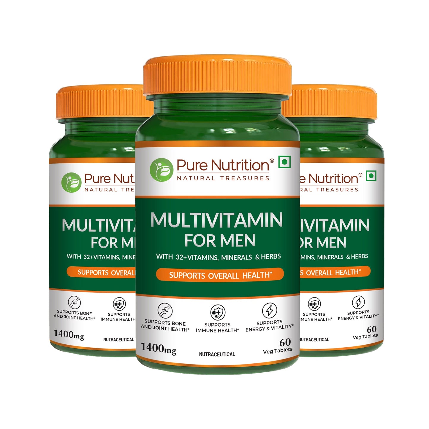 Multivitamin for Men - 60 Vegetarian Tablets | Daily Wellness with 32+ Vitamins, Minerals, and Herbal Extracts