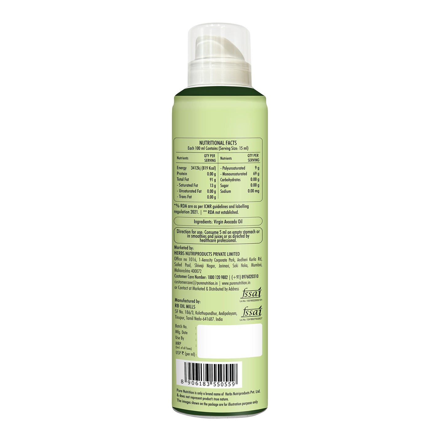 Pure Nutrition Organic Virgin Avocado Oil Spray
