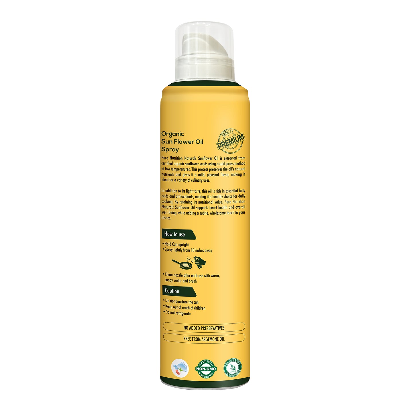 Sunflower Oil Cooking Spray 200ml | 100% Pure, Healthy Cooking, Low-Calorie Meals, Ideal for Frying
