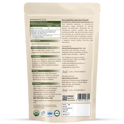 Organic Spirulina Powder | Single Ingredient Superfood | 100g