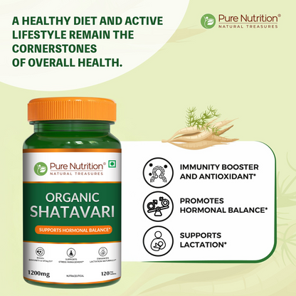 Organic Shatavari - 120 Tablets | Boosts Immunity, Digestion, and Supports Women's Hormonal and Reproductive Health