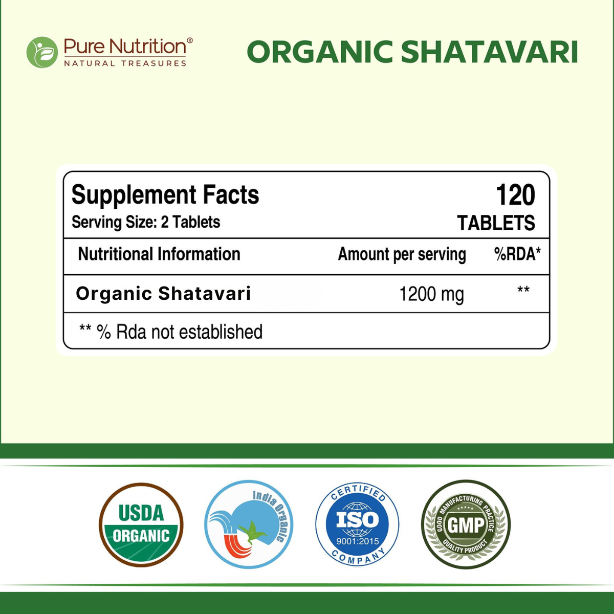 Pure Nutrition Organic Shatavari 