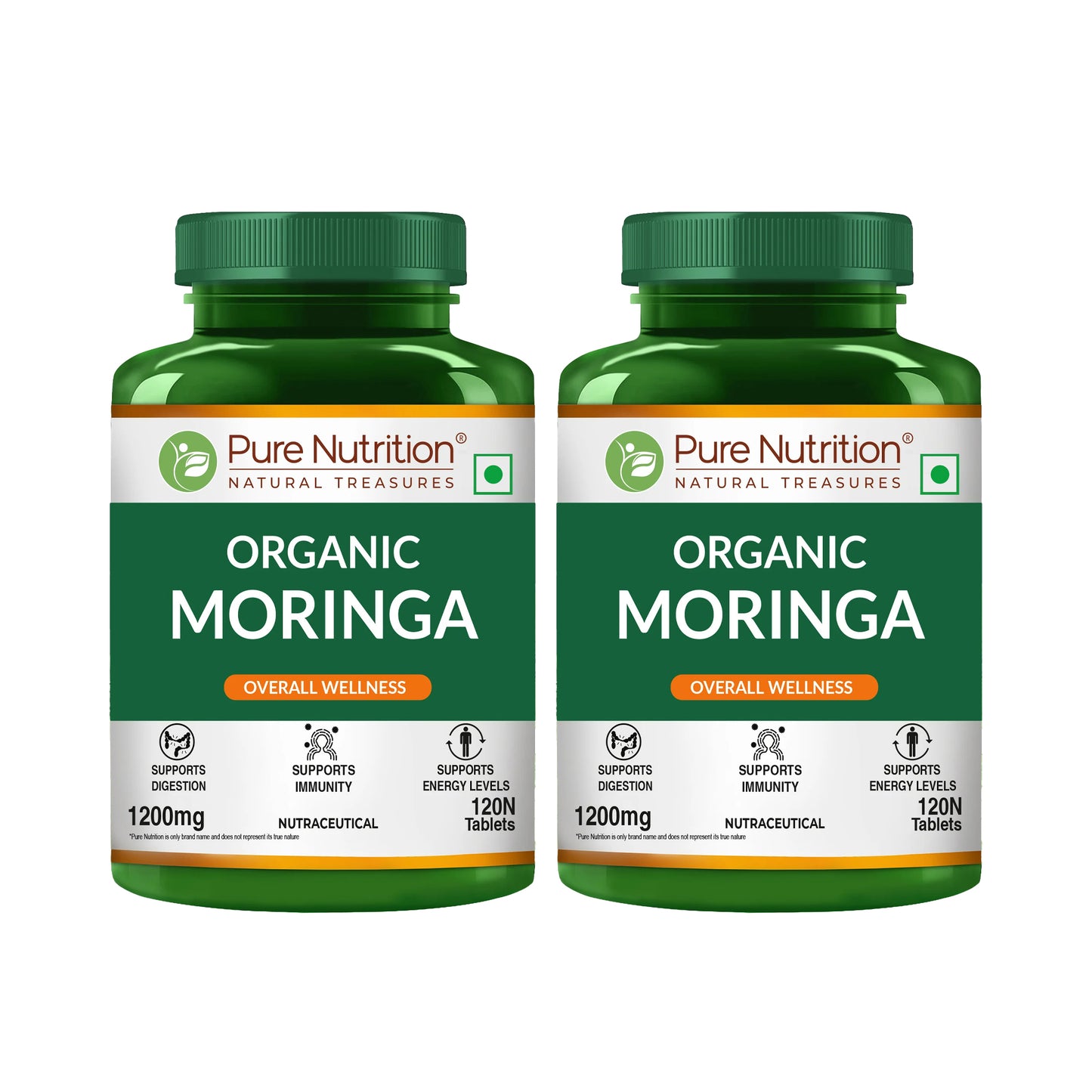Organic Moringa 1200mg | Organic Moringa Leaf Powder Tablets | Plant-Based Daily Wellness Support