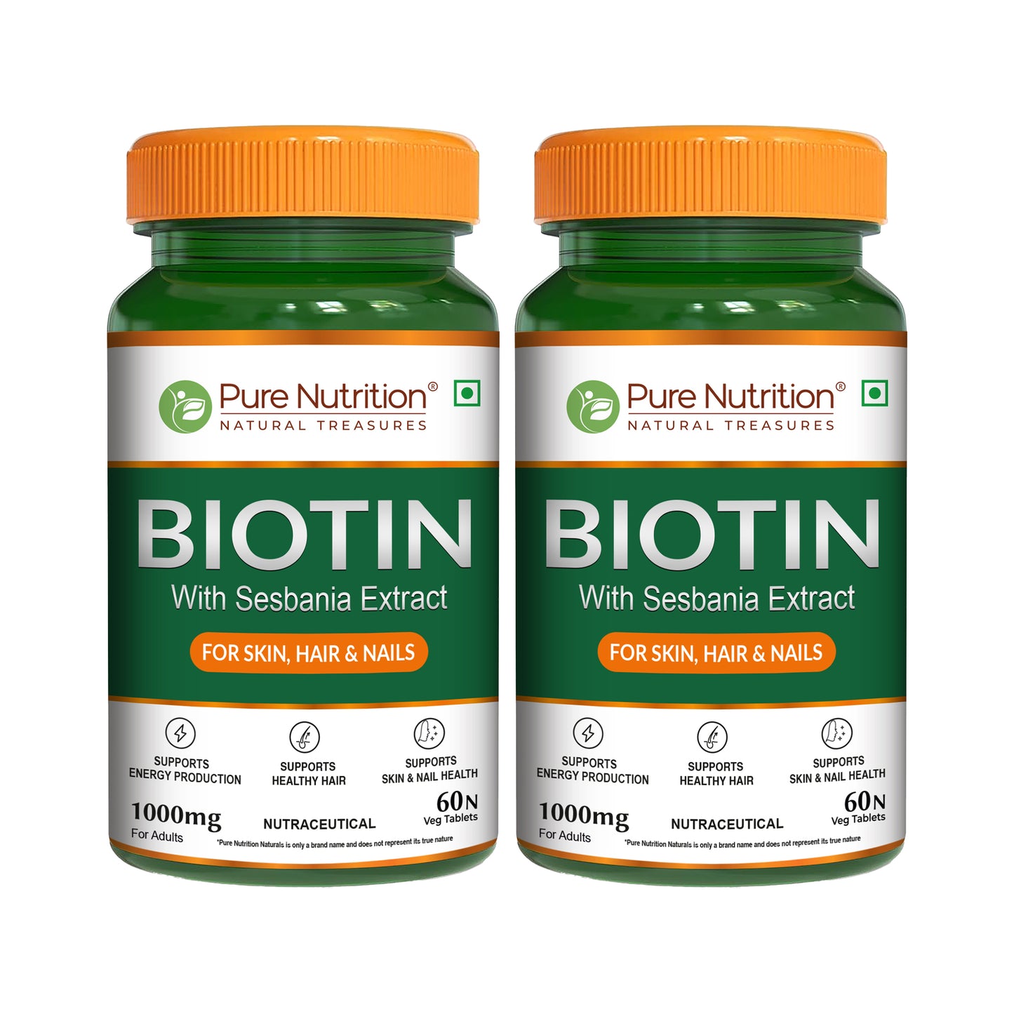 Biotin 1000mg with Sesbania Extract | Biotin, Iron, Zinc & Botanical Blend | Hair, Skin & Nail Support