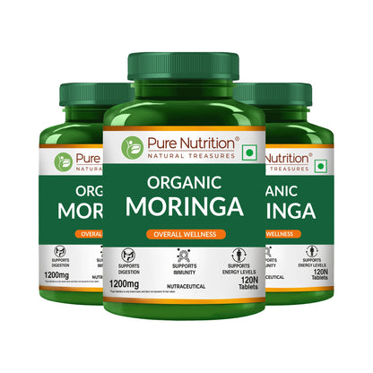 Organic Moringa 1200mg | Organic Moringa Leaf Powder Tablets | Plant-Based Daily Wellness Support