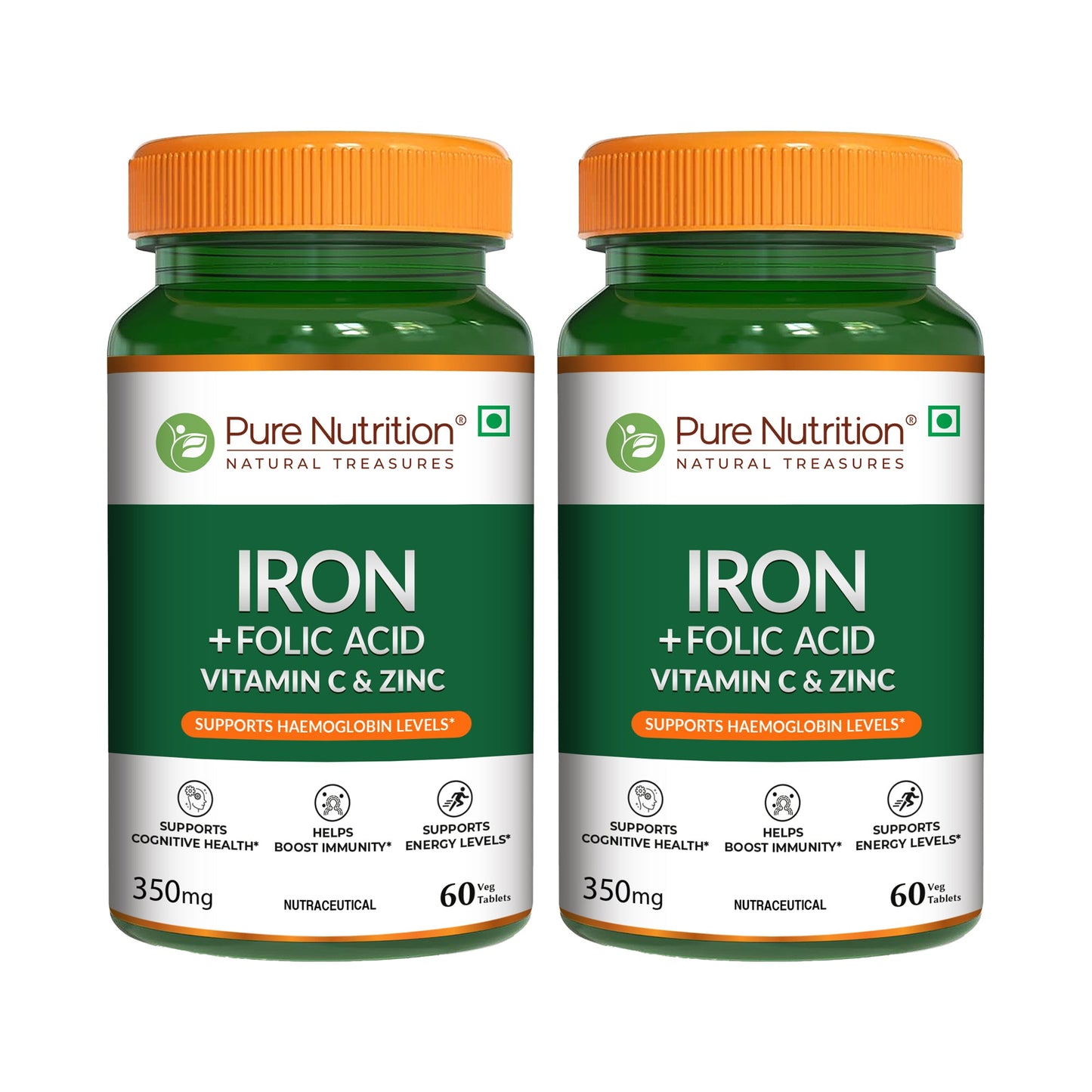 Iron with Folic Acid - 60 Tablets | Supports Haemoglobin Production and Helps Maintain Healthy Iron Levels
