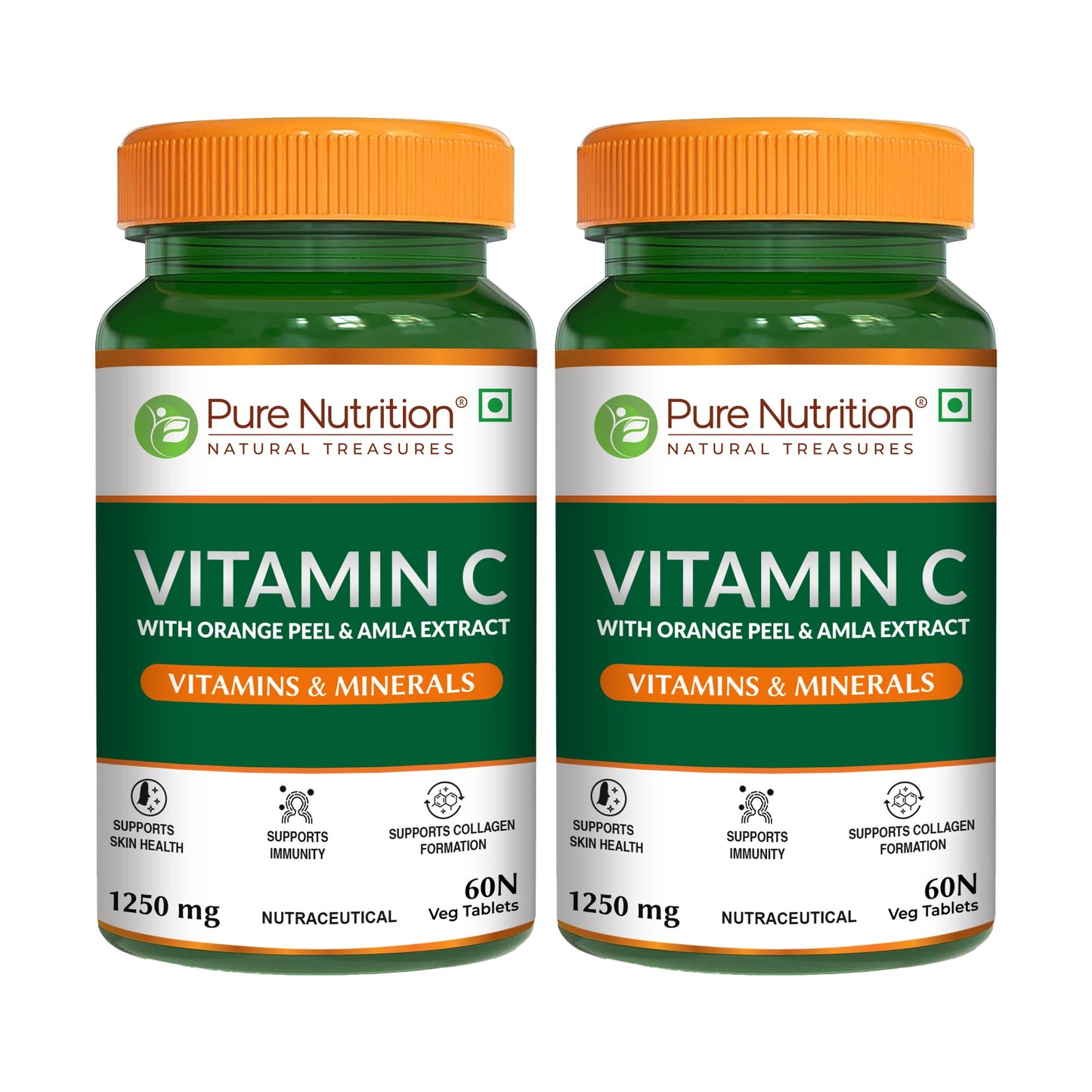 Vitamin C 1250mg  Tablets with Orange Peel & Amla Extract for Skin & Immunity