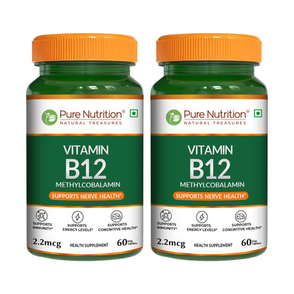 Vitamin B12 Methylcobalamin - 60 Vegetarian Tablets | Supports Energy and Overall Wellness for Men and Women
