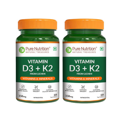 Vitamin D3 + K2 from Lichen - 60 Tablets